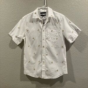 Banana Republic Short Sleeve Button Down with Embroidered Bananas